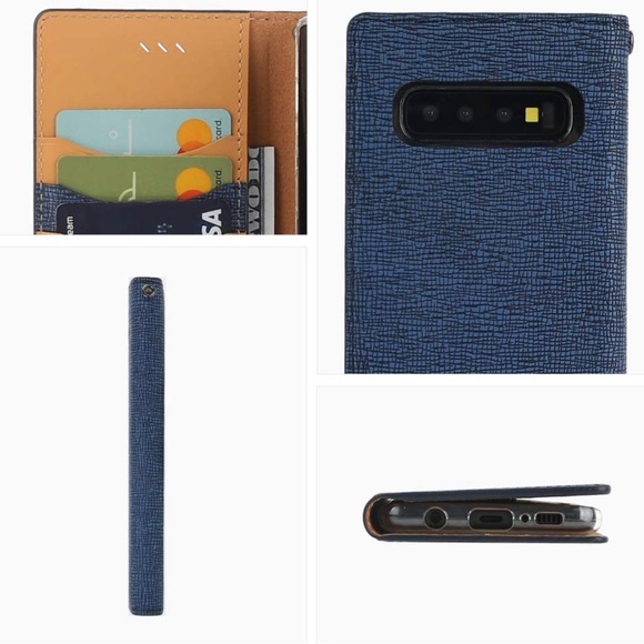 Design Skin Galaxy S10 Case Wallet Cover Leather with Card Holder - Navy - Picture 5 of 11